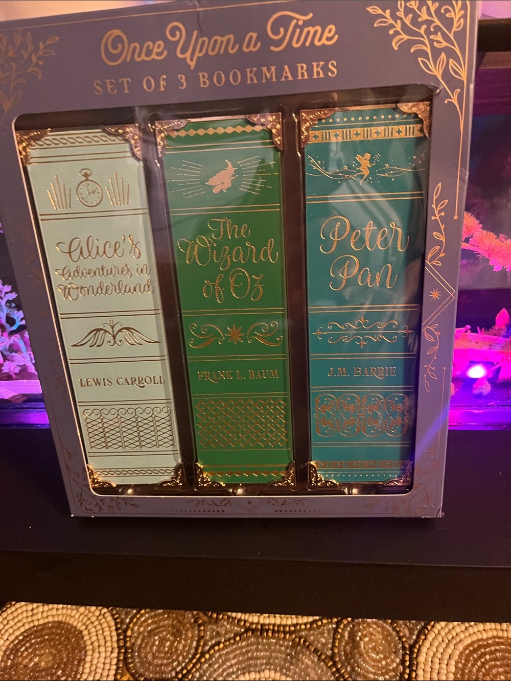 Once Upon a Time Bookmarks Set of 3 – Green & Teal with Gold Accents
